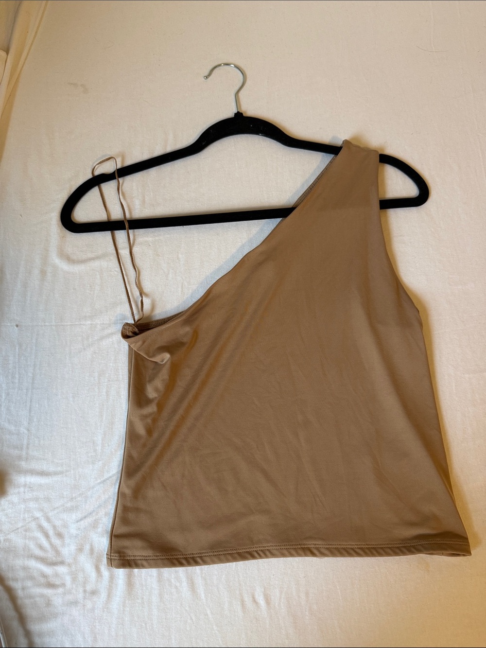 Express One-Shoulder Tank Top in Taupe